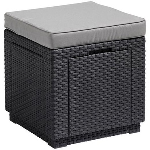 Ambia Garden Gartenhocker , Graphit, Grau , Kunststoff, Textil , quadratisch , 42x39x42 cm , Gartenmöbel, Gartenstühle, Gartenhocker