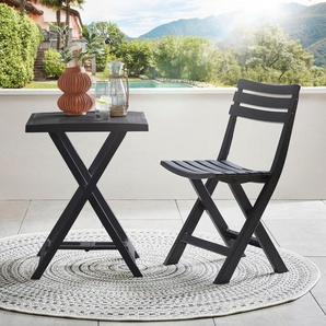 Ambia Garden Gartenklapptisch, Anthrazit, Kunststoff, rechteckig, 50x47x65 cm, Made in Italy, klappbar, Gartenmöbel, Gartentische, Klapptische