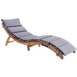 Ambia Garden Gartenliege, Akazie, Dunkelgrau, Holz, Textil, Akazie, massiv, Füllung: Schaumstoff, 168x55x54 cm, klappbar, Holzmöbel, Sitzgelegenheiten