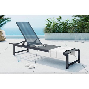 Ambia Garden Gartenliege, Anthrazit, Grau, Metall, Kunststoff, 190x34x60 cm, wetterfest, Rückenlehne verstellbar, Gartenmöbel, Gartenliegen