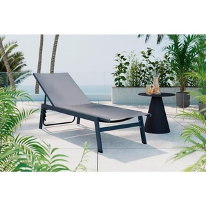Ambia Garden Gartenliege, Anthrazit, Metall, Textil, 59x95x160 cm, UV-beständig, regenabweisend, Rückenlehne verstellbar, Gartenmöbel, Gartenliegen