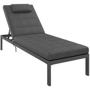 Ambia Garden Gartenliege, Anthrazit, Metall, Textil, Füllung: Schaumstoff,Schaumstoff, Polyester, 199x30x67 cm, Gartenmöbel, Gartenliegen