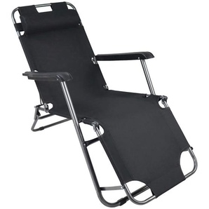 Ambia Garden Gartenliege, Schwarz, Metall, Kunststoff, Textil, Füllung: Polyester, 60x27x153 cm, UV-beständig, regenabweisend, rostfrei, Rückenlehne