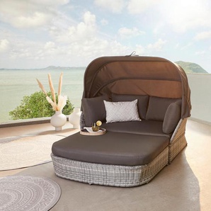 Ambia Garden Gartenmuschel, Grau, Metall, Kunststoff, Textil, 6-teilig, Füllung: Schaumstoff, Fleece, 154x137x192 cm, wetterfest, verstellbares Dach,