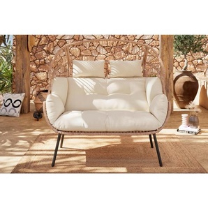 Ambia Garden Gartenmuschel, Natur, Beige, Metall, Kunststoff, Textil, Füllung: Polyester, 146x136x83 cm, UV-beständig, Loungemöbel, Sonneninseln