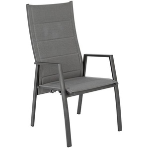 Ambia Garden Gartensessel, Anthrazit, Dunkelgrau, Metall, Textil, eckig, Flachrohr, 56x110x65 cm, Gartenmöbel, Gartenstühle