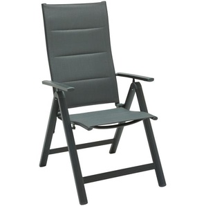 Ambia Garden Gartensessel, Anthrazit, Dunkelgrau, Metall, Textil, Flachrohr, 60x111x72 cm, faltbar, Gartenmöbel, Gartenstühle, Gartenstühle