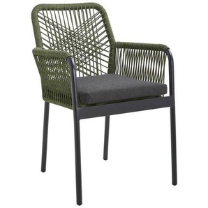 Ambia Garden Gartensessel, Grün, Schwarz, Metall, Textil, Füllung: Schaumstoff, Rundrohr, 57x89x60 cm, Typenauswahl, stapelbar, Gartenmöbel,