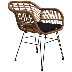 Ambia Garden Gartensessel, Natur, Dunkelgrau, Metall, Kunststoff, Textil, Füllung: Schaumstoff, rund, 56x81x60 cm, Gartenmöbel, Gartenstühle