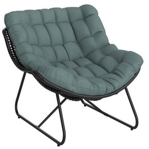 Ambia Garden Gartensessel, Schwarz, Salbeigrün, Metall, Kunststoff, Textil, Kufe, 97x83.5x110.5 cm, Gartenmöbel, Gartenstühle, Gartenstühle