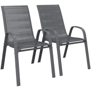 Ambia Garden Gartensessel-Set, Anthrazit, Metall, Textil, U-Form, 54x90x72 cm, stapelbar, Stühle