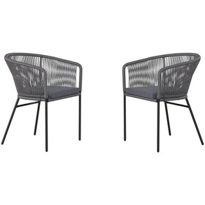 Ambia Garden Gartensessel-Set, Grau, Schwarz, Metall, Textil, 56x59x72 cm, Gartenmöbel, Gartenstühle, Gartenstühle