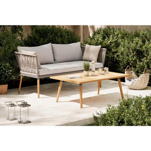 Ambia Garden Gartenset, Grau, Schwarz, Akazie, Holz, Metall, Textil, Akazie, massiv, 110x161.7x40 cm, FSC 100%, Balkonmöbel, Balkonmöbel-Sets