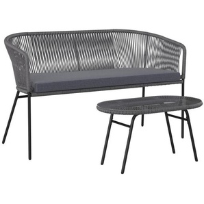 Ambia Garden Gartenset, Grau, Schwarz, Metall, Textil, 90x50x38 cm, Balkonmöbel, Balkonmöbel-Sets