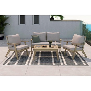 Ambia Garden Gartenset Rope Seil, Akazie, Holz, Akazie, massiv, Schichtholz, Füllung: Polyester, Stuhl klappbar, Bank klappbar, Balkonmöbel,