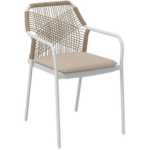 Ambia Garden Gartenstuhl, Grau, Weiß, Metall, Kunststoff, Textil, Füllung: Schaumstoff, Rundrohr, 54.5x84x64 cm, stapelbar, Stühle