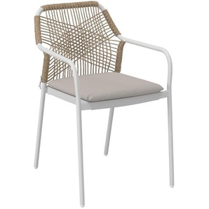 Ambia Garden Gartenstuhl, Grau, Weiß, Metall, Kunststoff, Textil, Füllung: Schaumstoff, Rundrohr, 54.5x84x64 cm, stapelbar, Gartenmöbel, Gartenstühle,