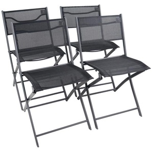 Ambia Garden Gartenstuhl-Set, Schwarz, Metall, Textil, 45x79x46 cm, klappbar, UV-beständig, regenabweisend, abwischbar, Gartenmöbel, Gartenstühle,