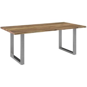 Ambia Garden Gartentisch, Akazie, Holz, Metall, Akazie, vollmassiv, rechteckig, 100x76x200 cm, FSC 100%, wetterfest, Gartenmöbel, Gartentische, Gartentische