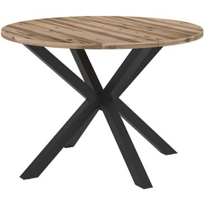 Ambia Garden Gartentisch, Akazie, Holz, Metall, Akazie, vollmassiv, rund, 120x120x76 cm, FSC 100%, wetterfest, Gartenmöbel, Gartentische, Gartentische