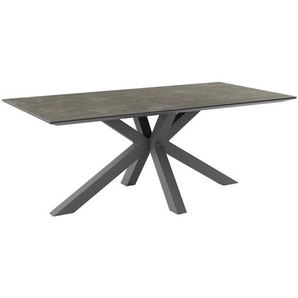 Ambia Garden Gartentisch, Anthrazit, Metall, Glas, rechteckig, eckig, X-Form, 200x75x100 cm, Gartenmöbel, Gartentische, Gartentische