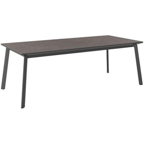 Ambia Garden Gartentisch, Anthrazit, Metall, Glas, rechteckig, Flachrohr, 220x76x100 cm, Gartenmöbel, Gartentische, Gartentische