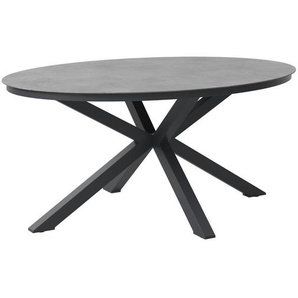 Ambia Garden Gartentisch, Anthrazit, Metall, Kunststoff, oval, X-Form, 180x76x120 cm, Gartenmöbel, Gartentische, Gartentische