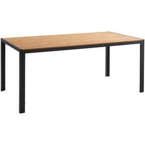 Ambia Garden Gartentisch, Anthrazit, Natur, Metall, Kunststoff, rechteckig, eckig, 90x75x180 cm, wetterfest, Gartenmöbel, Gartentische, Gartentische