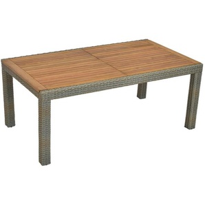 Ambia Garden Gartentisch , Beige , Metall, Kunststoff , Akazie , massiv , rechteckig , eckig , 100x74 cm , ausziehbar , Gartenmöbel, Gartentische, Gartentische ausziehbar