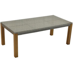 Ambia Garden Gartentisch , Beige , Metall, Kunststoff , Akazie , massiv , rechteckig , eckig , 100x74 cm , Gartenmöbel, Gartentische, Gartentische