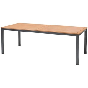 Ambia Garden Gartentisch, Dunkelgrau, Teak, Holz, Metall, Eukalyptusholz, massiv, rechteckig, eckig, 90x74x206 cm, Fsc, Holzmöbel