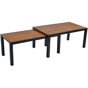 Ambia Garden Gartentisch , Graphit, Natur , Metall, Holz , Akazie , massiv , rechteckig , eckig , 100x80 cm , Gartenmöbel, Gartentische, Gartentische