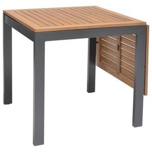 Ambia Garden Gartentisch, Natur, Dunkelgrau, Holz, Metall, Eukalyptusholz, Hartholz, rechteckig, eckig, 70x75x75-126 cm, Fsc, ausziehbar, Gartenmöbel,