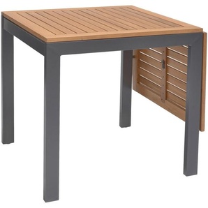 Ambia Garden Gartentisch, Natur, Dunkelgrau, Holz, Metall, Eukalyptusholz, Hartholz, rechteckig, eckig, 70x75x75-126 cm, Fsc, ausziehbar, Gartenmöbel, Gartentische, Gartentische ausziehbar