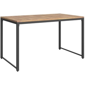 Ambia Garden Gartentisch, Natur, Schwarz, Holz, Metall, Akazie, vollmassiv, rechteckig, 120x65x70 cm, Gartenmöbel, Gartentische, Gartentische