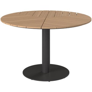Ambia Garden Gartentisch, Natur, Schwarz, Metall, Kunststoff, Holzoptik, rund, zylindrisch, 120x74x120 cm, Gartenmöbel, Gartentische, Gartentische