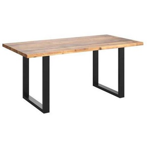 Ambia Garden Gartentisch, Schwarz, Akazie, Holz, Metall, Akazie, massiv, rechteckig, U-Form, 200x76x100 cm, Fsc, Gartenmöbel, Gartentische,