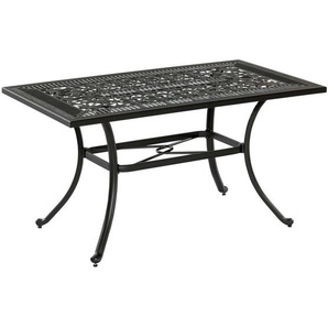 Ambia Garden Gartentisch, Schwarz, Metall, Floral, rechteckig, 80x73 cm, Gartenmöbel, Gartentische, Gartentische