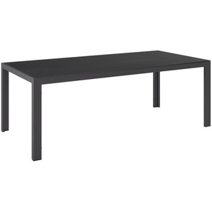 Ambia Garden Gartentisch, Schwarz, Metall, Kunststoff, rechteckig, Flachrohr, 210x74x100 cm, Gartenmöbel, Gartentische, Gartentische
