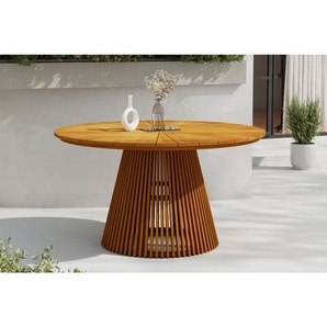Ambia Garden Gartentisch, Teak, Holz, Teakholz, massiv, rund, rund, 140x76x140 cm, Gartenmöbel, Gartentische, Gartentische