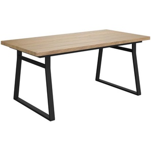 Ambia Garden Gartentisch Teakholz, Schwarz, Holz, Metall, Teakholz, rechteckig, U-Form, 180x75x90 cm, Gartenmöbel, Gartentische, Gartentische