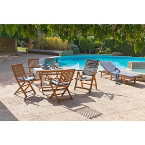 Ambia Garden Gartentischgruppe, Akazie, Holz, Akazie, massiv, rechteckig, 120 cm, Stühle klappbar, Gartenmöbel, Gartenmöbel-Sets