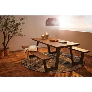 Ambia Garden Gartentischgruppe, Anthrazit, Teak, Metall, Kunststoff, rechteckig, 200x180x75 cm, Gartenmöbel, Gartenmöbel-Sets