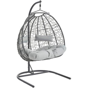 Ambia Garden Hängesessel , Anthrazit, Grau , Metall, Kunststoff, Textil , Füllung: Polyester , 131x128x69 cm , wetterbeständig, UV-beständig , Gartenmöbel, Hängesessel