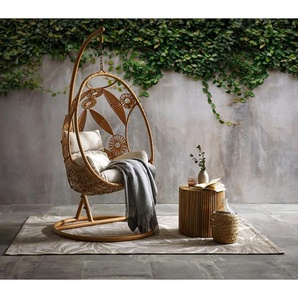 Ambia Garden Hängesessel, Grau, Natur, Metall, Kunststoff, Textil, Füllung: Polyester, 102x195x115 cm, Gartenmöbel, Hängesessel