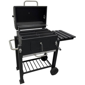 Ambia Garden Holzkohlegrill Cbq-123100, Schwarz, Metall, Kunststoff, 3 kg, 60x108x107 cm, Thermometer, mit Rollen, Ablagefläche, keine