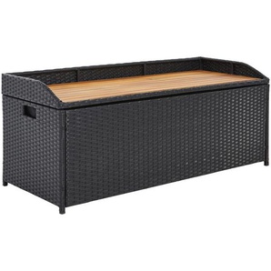 Ambia Garden Kissenbox Gartenbank, Schwarz, Akazie, Metall, Kunststoff, Textil, 1 Fächer, 120x50x51 cm, Gasdruckfeder, Aufbewahrung & Schutzhüllen,