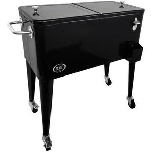 Ambia Garden Kühlbox AXI Retro Kühler, Schwarz, Metall, 43.00x89.00x92.00 cm, Flaschenöffner, Ablassventil, Rollen, Freizeit, Koffer & Taschen,