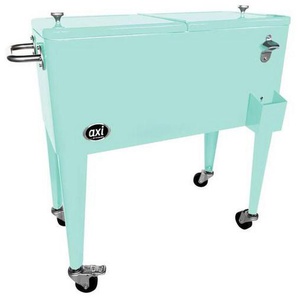 Ambia Garden Kühlbox Retro Kühler, Mintgrün, Metall, 76 L, 43.00x89.00x92.00 cm, Flaschenöffner, Ablassventil, Rollen, Freizeit, Koffer & Taschen,