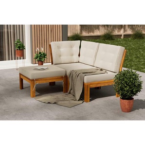 Ambia Garden Loungegarnitur, Akazie, Beige, Holz, Textil, Akazie, vollmassiv, Füllung: Komfortschaum,Komfortschaum, Säule, Loungemöbel,